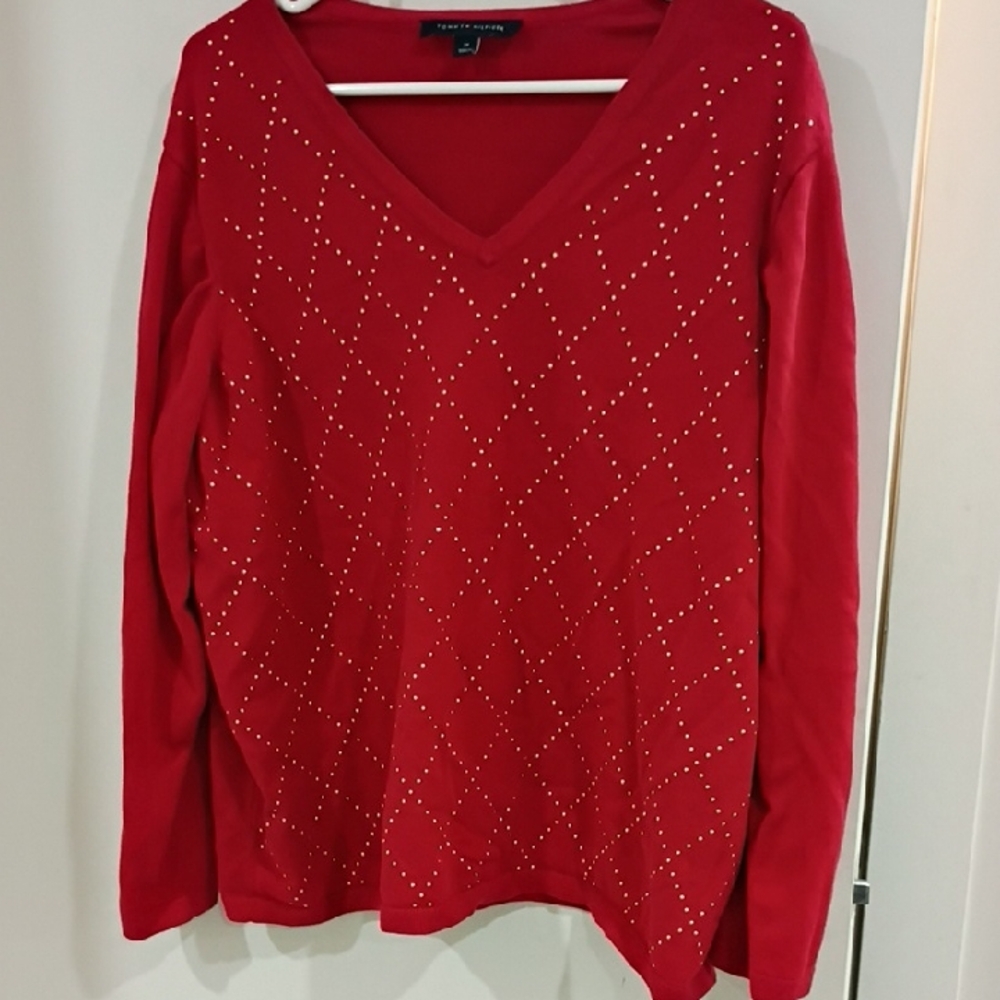 Tommy Hilfiger Red Long Sleeve Top